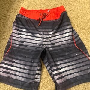 Men's Red and Black Swim Shorts